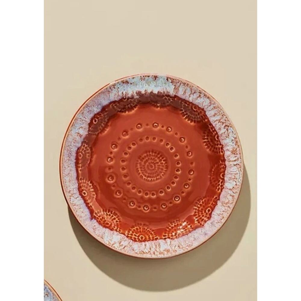 Anthropologie Old Havana Bread Plates Orange Set of 4